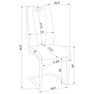 English Elm Creston Modern White High Gloss Pedestal Dining Set with Chrome, Grey Upholstered Sled Chairs, 5pc B062S01016
