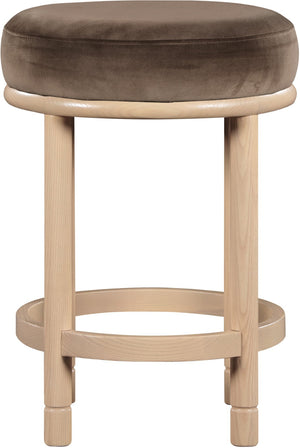 Meridian Furniture Monette Plush Velvet Counter Stool with Solid Ash Legs for Kitchen Island Seating 976Brown-C