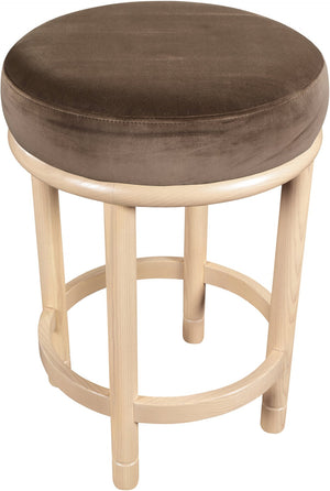 Meridian Furniture Monette Plush Velvet Counter Stool with Solid Ash Legs for Kitchen Island Seating 976Brown-C