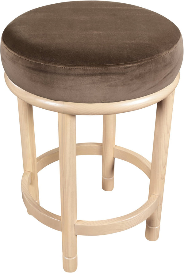 Meridian Furniture Monette Plush Velvet Counter Stool with Solid Ash Legs for Kitchen Island Seating 976Brown-C