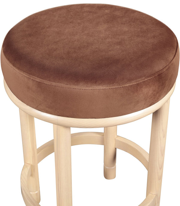 Meridian Furniture Monette Plush Cognac Velvet Counter Stool with Solid Ash Legs for Kitchen Islands 976Cognac-C
