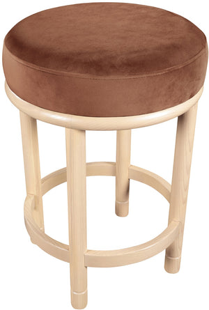 Meridian Furniture Monette Plush Cognac Velvet Counter Stool with Solid Ash Legs for Kitchen Islands 976Cognac-C