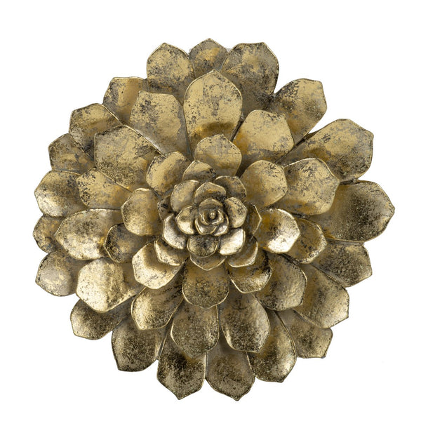 English Elm D10.2X2.4" Luxurious Gold Succulent Wall Plaque Set - Elegant Décor For Modern Interiors & Gallery Walls W2078P223119