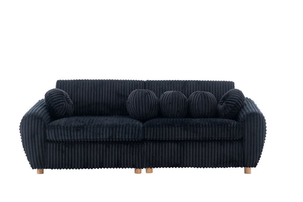 English Elm Modern Black Corduroy Sofa Couch - Stylish 84" Sectional Love Seat For Living Rooms & Home Offices W2363S00075