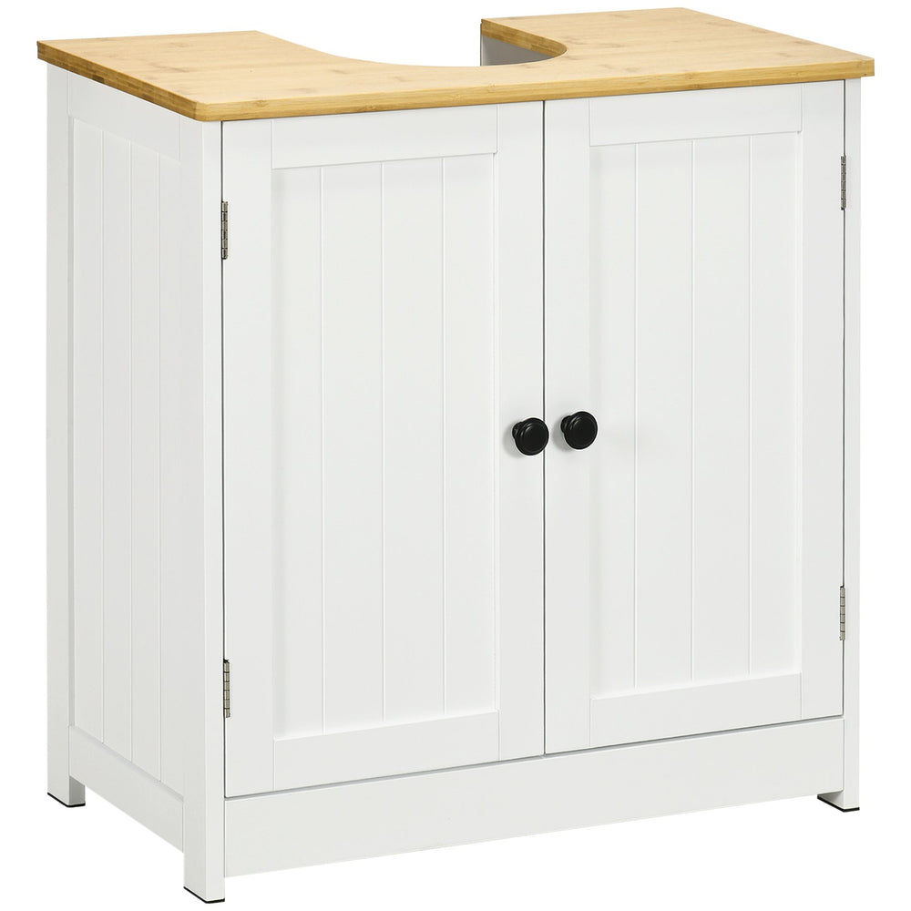 English Elm Kleankin Modern Under Sink Storage Cabinet With Double Doors, Adjustable Shelf, Space-Saving Design In White W2225P216995