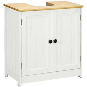 English Elm Kleankin Modern Under Sink Storage Cabinet With Double Doors, Adjustable Shelf, Space-Saving Design In White W2225P216995