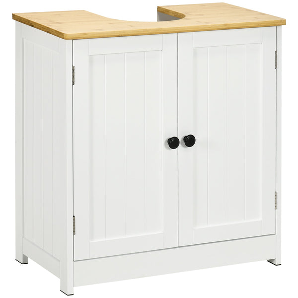 English Elm Kleankin Modern Under Sink Storage Cabinet With Double Doors, Adjustable Shelf, Space-Saving Design In White W2225P216995