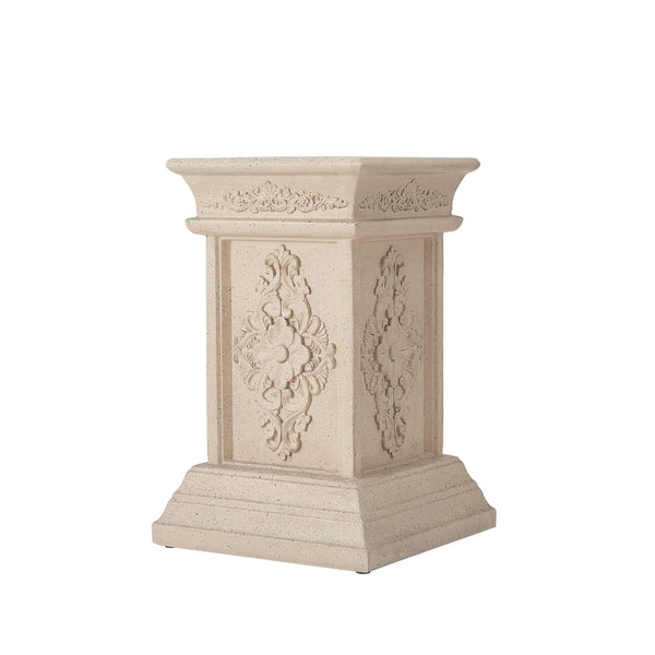 English Elm Pedestal Column Plant Stand Handcrafted Mgo for Indoor Outdoor Decor Display N772P382568S