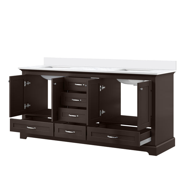 English Elm Espresso 72 in Double Bath Vanity with Cultured Marble Top, Solid Wood, Soft-Close Drawers, Storage B2731P258395