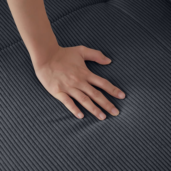 English Elm 113" Modular L-Shaped Sectional Sofa with Corduroy Upholstery, Deep Seats, Wide Arms, Ottoman Included Dark Gray W1359S00024