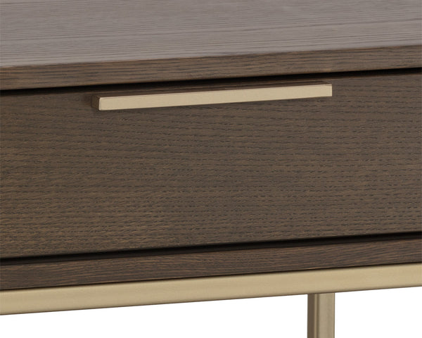 Sunpan Rebel Nightstand - Modern Oak Wood Design with Soft Closing Drawer and Elegant Gold Hardware Accents Small - 23.5W x 17.75D x 23.5H
