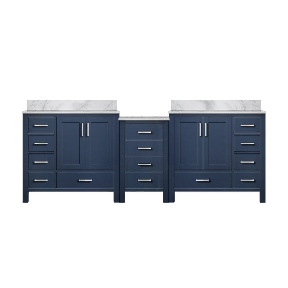 English Elm Navy Double Bath Vanity 92"W x22"D with Carrara Marble Top, Solid Wood, Soft-Close Drawers, Spacious Storage B2731S00639