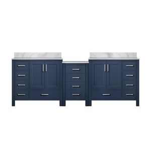 English Elm Navy Double Bath Vanity 92"W x22"D with Carrara Marble Top, Solid Wood, Soft-Close Drawers, Spacious Storage B2731S00639