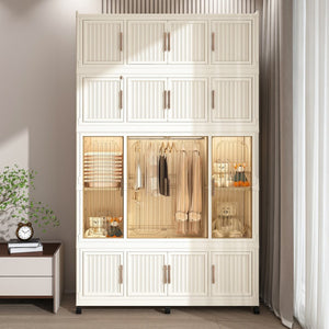 English Elm Portable Modular Wardrobe Closet With Magnetic Doors, 17 Cubes & Hanging Rod - Ideal For Kids & Dorms! W2699P327122-GIGA