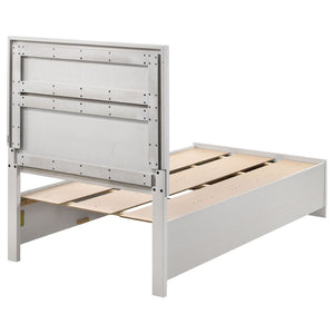 English Elm Urbana White Twin Storage Bed With Glamorous Glitter Panels & Convenient Slide-Out Drawers B062S00692-GIGA