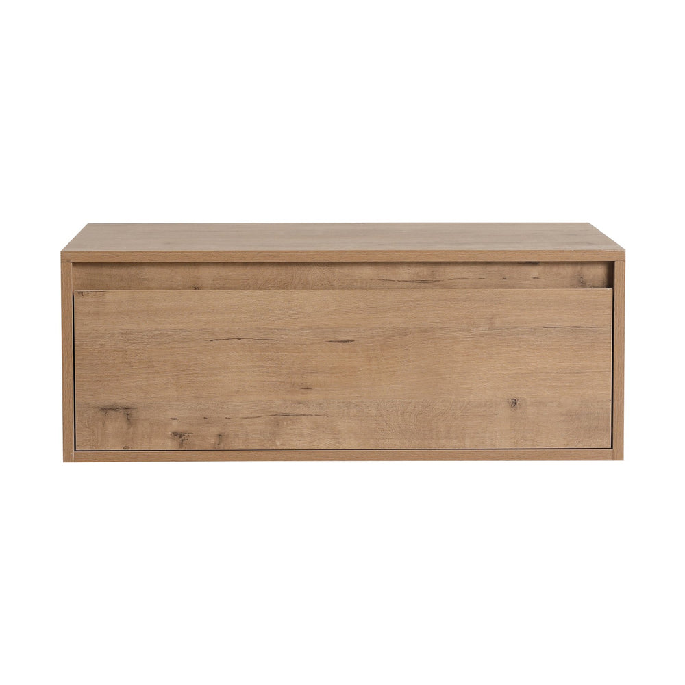 English Elm 30" Imitative Oak Wall-Mount Vanity Cabinet with Soft-Close Drawers, Scratch & Water-Resistant Finish W999P205627