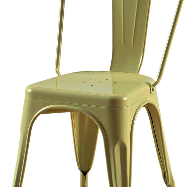 English Elm Set Of 2 Vibrant Yellow And Blue Metal Dining Chairs - Stackable, Easy-Clean, Durable, Modern Design B347P383115-GIGA