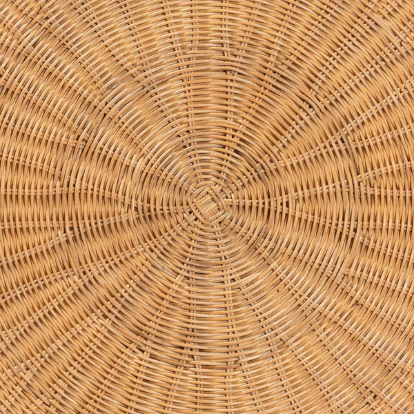 English Elm Round Handwoven Rattan Drum Coffee Table Organic Boho Accent for Living Room B2750P467845