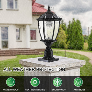 English Elm 20"(H) Black Solar Powered Led Lantern - Vintage Outdoor Garden Light For Pathways, Patios & Yards W2312P374771