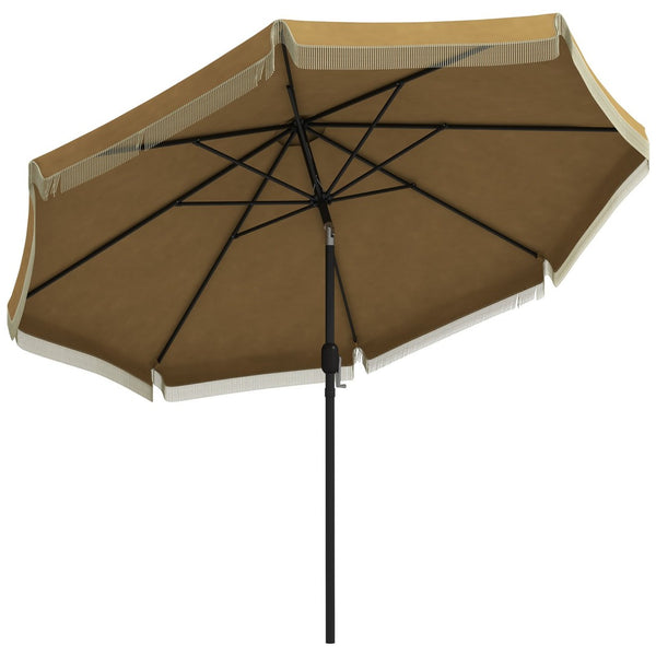 English Elm Outsunny 9Ft Ruffled Patio Umbrella With Crank & Tilt, Stylish Sunshade For Gardens, Decks & Pools W2225P200641-GIGA