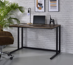 English Elm Walnut Writing Desk with USB Port and Open Base — Knock-Down Design, Spacious Surface for Workstation Walnut+black B062P209215