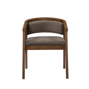 English Elm Christopher Knight Home® - U-shaped Mid-Century Dining Chair with Armrests, Bouclé Upholstery, High-Density Foam Comfort Brown,Walnut N771P331338W