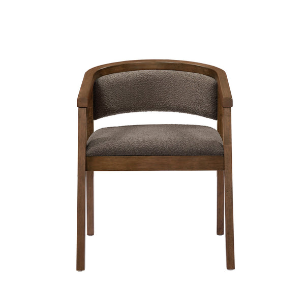 English Elm Christopher Knight Home® - U-shaped Mid-Century Dining Chair with Armrests, Bouclé Upholstery, High-Density Foam Comfort Brown,Walnut N771P331338W