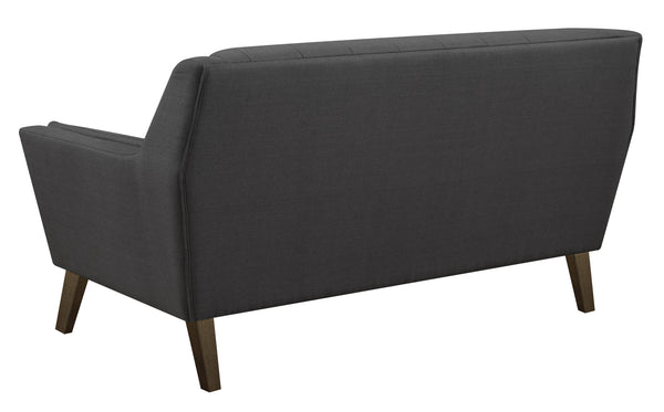 English Elm Wallace & Bay - Gray Loveseat — Mid-Century Modern Charcoal Pebble Fabric Sofa, Easy-Care, Compact 65.3"W Stylish B361P384451