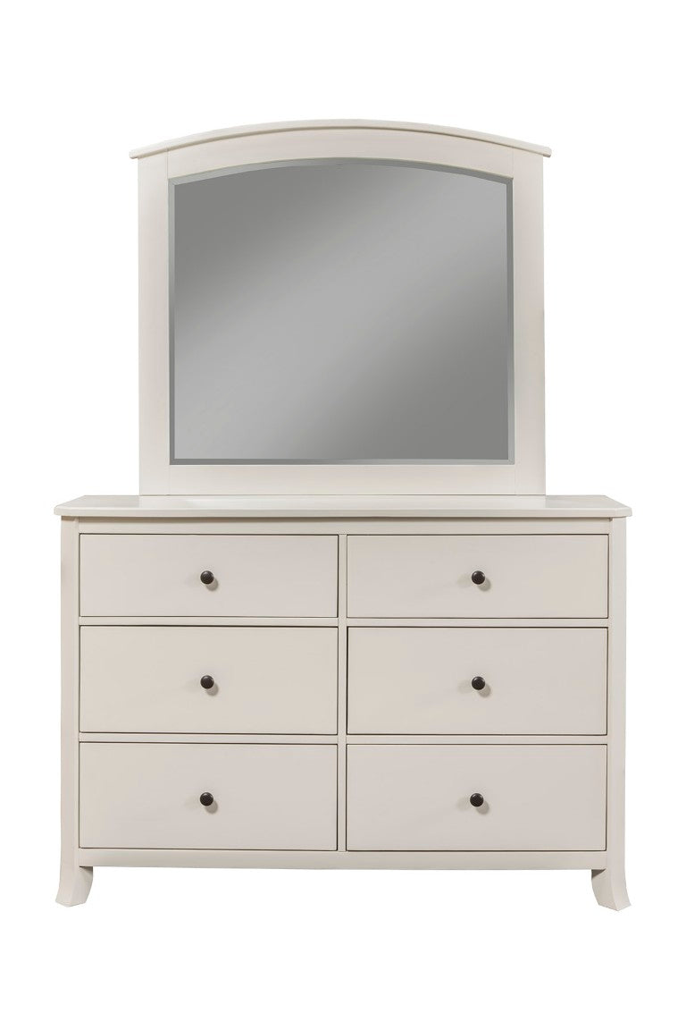 Alpine Furniture Baker Antique White Mahogany Mirror — 40X36in Traditional Solid Wood Frame, Heirloom Distressed Finish 977-W-06