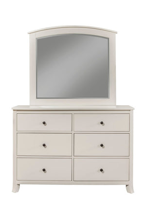 Alpine Furniture Baker Antique White Mahogany Mirror — 40X36in Traditional Solid Wood Frame, Heirloom Distressed Finish 977-W-06