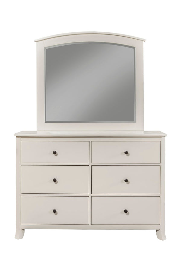 Alpine Furniture Baker Antique White Mahogany Mirror — 40X36in Traditional Solid Wood Frame, Heirloom Distressed Finish 977-W-06