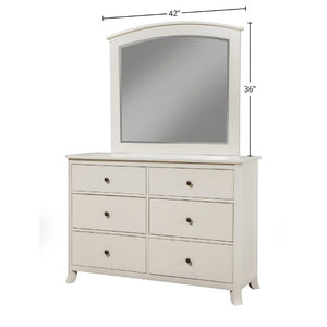 Alpine Furniture Baker Antique White Mahogany Mirror — 40X36in Traditional Solid Wood Frame, Heirloom Distressed Finish 977-W-06