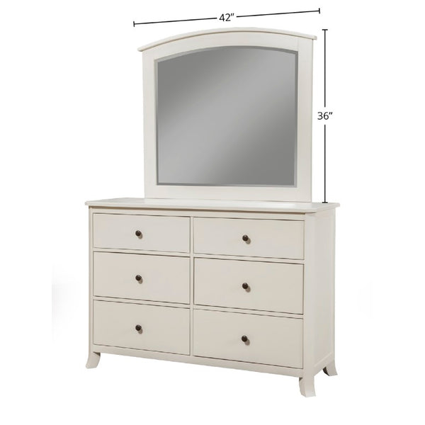 Alpine Furniture Baker Antique White Mahogany Mirror — 40X36in Traditional Solid Wood Frame, Heirloom Distressed Finish 977-W-06