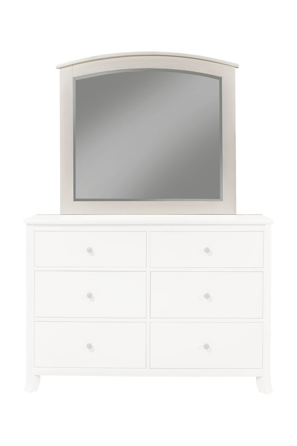Alpine Furniture Baker Antique White Mahogany Mirror — 40X36in Traditional Solid Wood Frame, Heirloom Distressed Finish 977-W-06