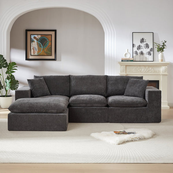 English Elm Modern Chenille Cloud Sofa - Modular Comfort For Contemporary Living Rooms, Apartments & Offices W3396S00051