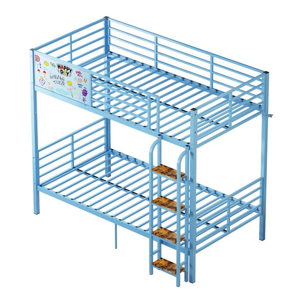 English Elm Metal Full Size Bunk Bed Convertible Steel Frame with Safety Guardrail for Kids W3752S00015