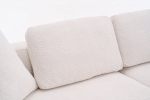 English Elm LY-024 Beige Compression Sofa 4-Seater Deep Seat Crochet Yarn Fabric Foam+Spring Breathable Comfort W2231S00014