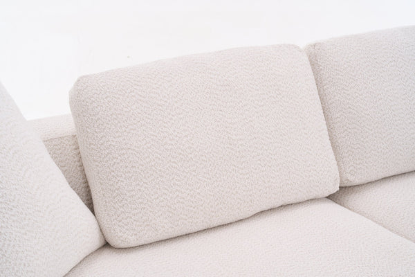 English Elm LY-024 Beige Compression Sofa 4-Seater Deep Seat Crochet Yarn Fabric Foam+Spring Breathable Comfort W2231S00014