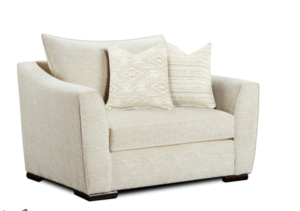 Fusion Vibrant Vision Oatmeal Chair And A Half - Stylish Flared Arms, Reversible Cushions, Cozy Comfort Beige S,91% Polyester 9% Polypropylene 9772 Vibrant Vision Oatmeal Chair 1/2