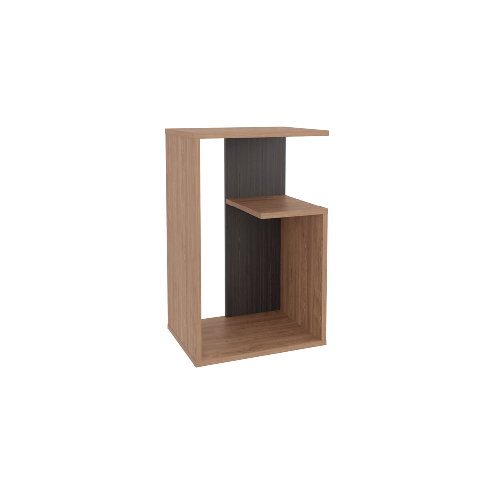English Elm Side Table Sallis — Compact Engineered Wood Accent Table with Open Shelf, Portable Space-Saving Design Beige B092P309177