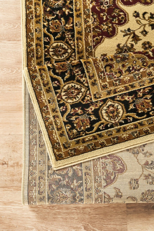 English Elm Classic Cream Medallion Area Rug Persian Inspired Low Pile for Formal Living Rooms B186P452232