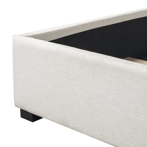 English Elm King Linen Upholstered Bed Curved Headboard Soft Pack Rubberwood Legs Neutral Bedroom N757K374304I