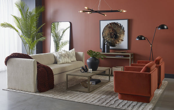 Sunpan Doncaster Coffee Table - Modern Minimalist Design with Solid Oak Frame and Unique Natural Character Smoke Grey