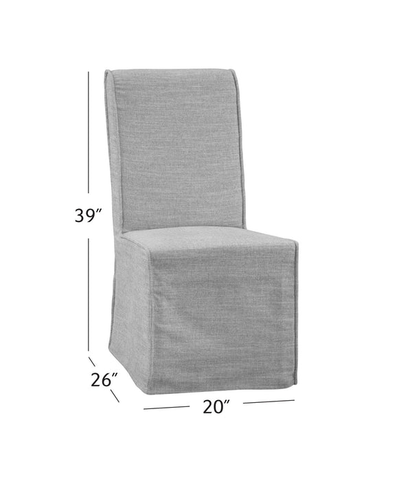 Basset Mirror Mackie Dining Chair Set Of 2 - Elegant Faux Slipcover, Linen-like Fabric, Easy Mobility & Style Gray Foam,Polyster,Rubberwood,Metal Caster 9775-dr-800-2