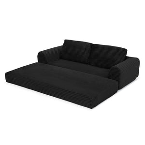 English Elm 2-in-1 Corduroy Futon Sofa Sleeper with Foam Fill and Modular Floor Profile Black W1117P417295