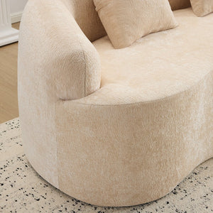 English Elm Beige Curved Loveseat Sofa with Round Arms, 2 Pillows, Foam+Spring Comfort, No Assembly, Compact Stylish Seating W3612P348747