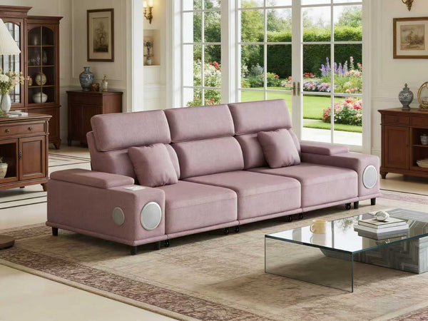 English Elm 3-seater Power Reclining Sofa with Bluetooth Speakers Wireless Charging Usb Living Room W3795S00014