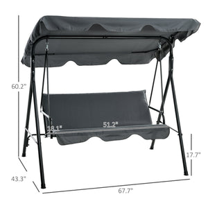 English Elm Outdoor 3 Person Canopy Swing with Steel a Frame Cushioned Seat and Uv Shade T3971P419089