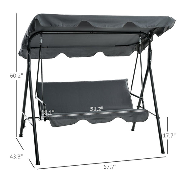 English Elm Outdoor 3 Person Canopy Swing with Steel a Frame Cushioned Seat and Uv Shade T3971P419089