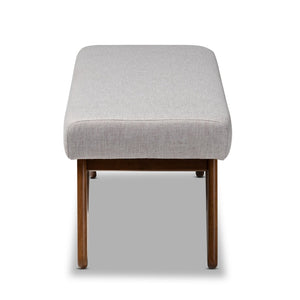 Baxton Studio Baxton Studio Rika Mid-Century Modern Boomerang Bench - Stylish Greyish Beige Upholstered Seating BBT5367-Greyish Beige/Walnut-Bench